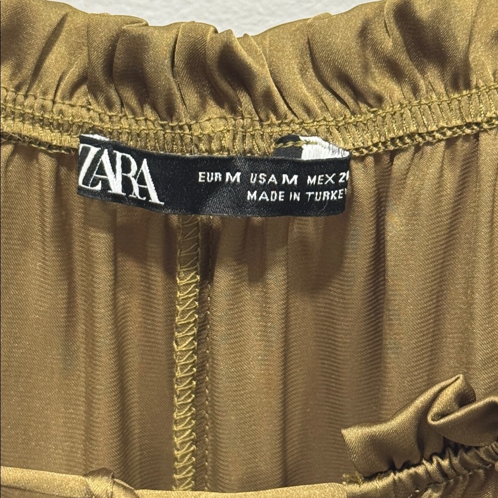 Zara Olive Satin Effect Dress - Picture 13 of 15